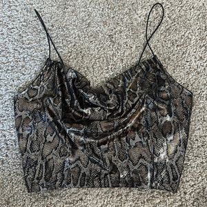 H&M Swoop Neck Cheetah Metallic Tank Top - S